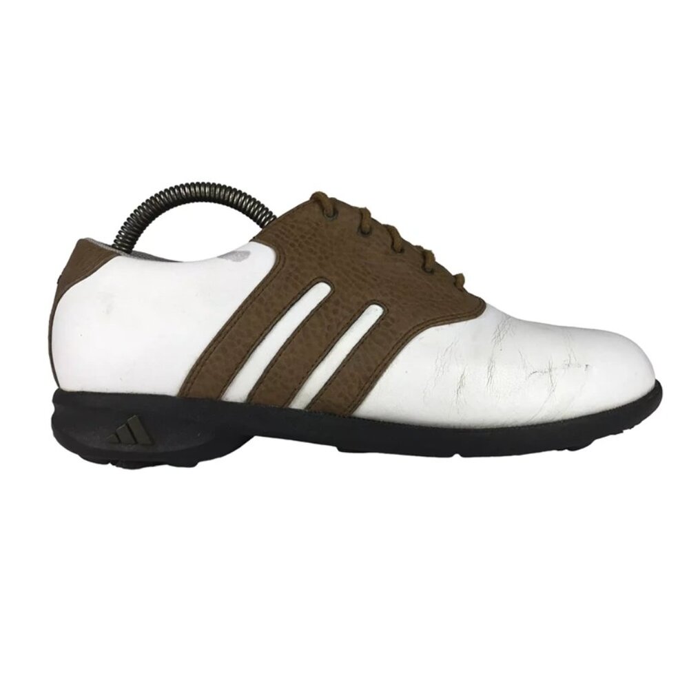 Adidas Mens White Brown Leather Lace Up Low Top Athletic Golf Shoes Size US 8